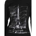 Tour Design impression coton noir personnalisé manches longues hommes T-shirt